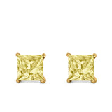 Halo Stud Earrings Princess Cut Simulated Cubic Zirconia 925 Sterling Silver (4mm-10mm)