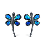 Firefly Stud Earring Lab Created Opal 925 Sterling Silver (18mm)