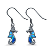 Drop Dangle Seahorse Earrings Lab Created Opal 925 Sterling Silver(21mm)