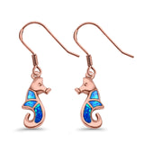 Drop Dangle Seahorse Earrings Lab Created Opal 925 Sterling Silver(21mm)