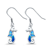 Drop Dangle Seahorse Earrings Lab Created Opal 925 Sterling Silver(21mm)