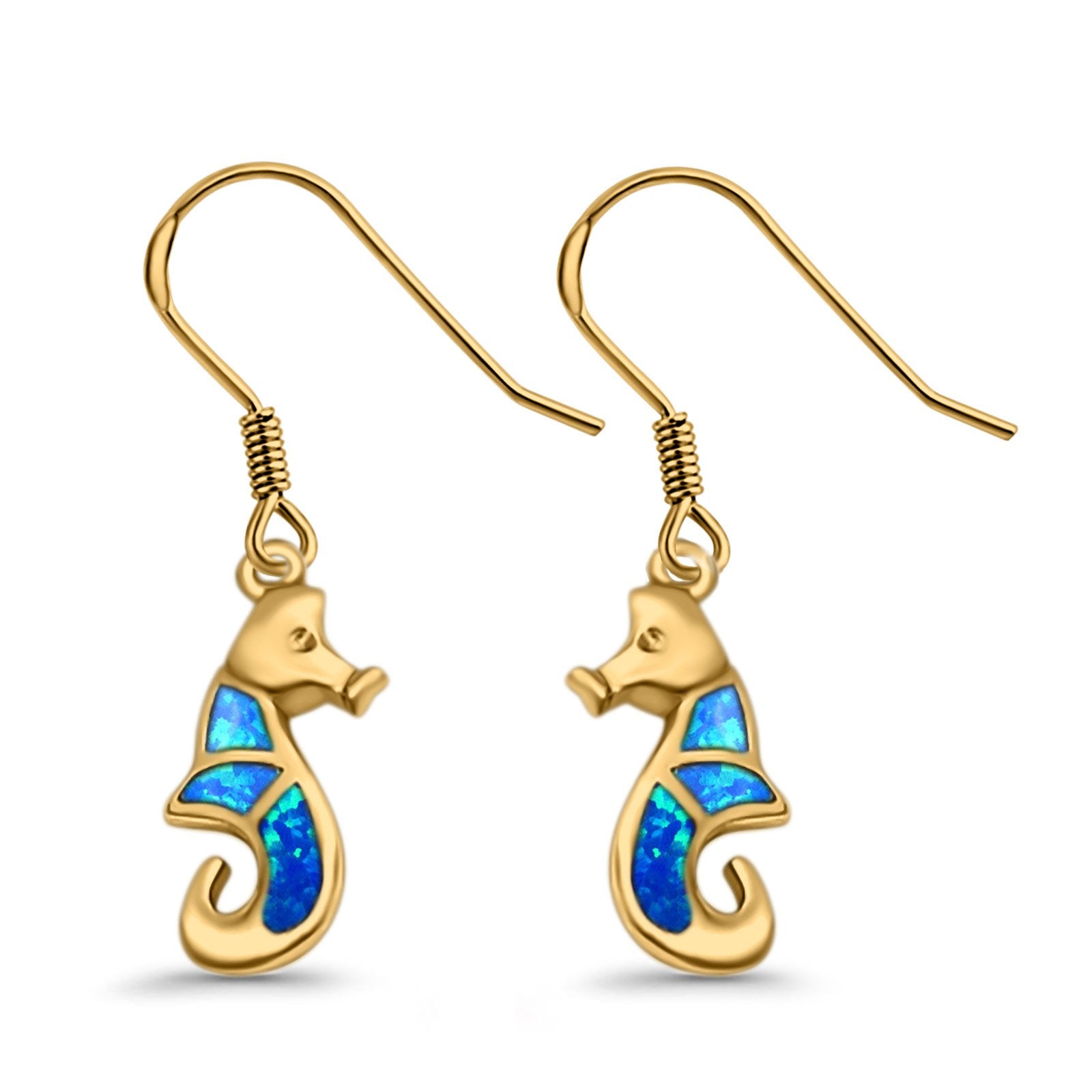 Drop Dangle Seahorse Earrings Lab Created Opal 925 Sterling Silver(21mm)
