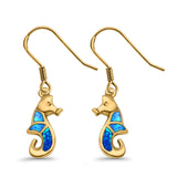 Drop Dangle Seahorse Earrings Lab Created Opal 925 Sterling Silver(21mm)