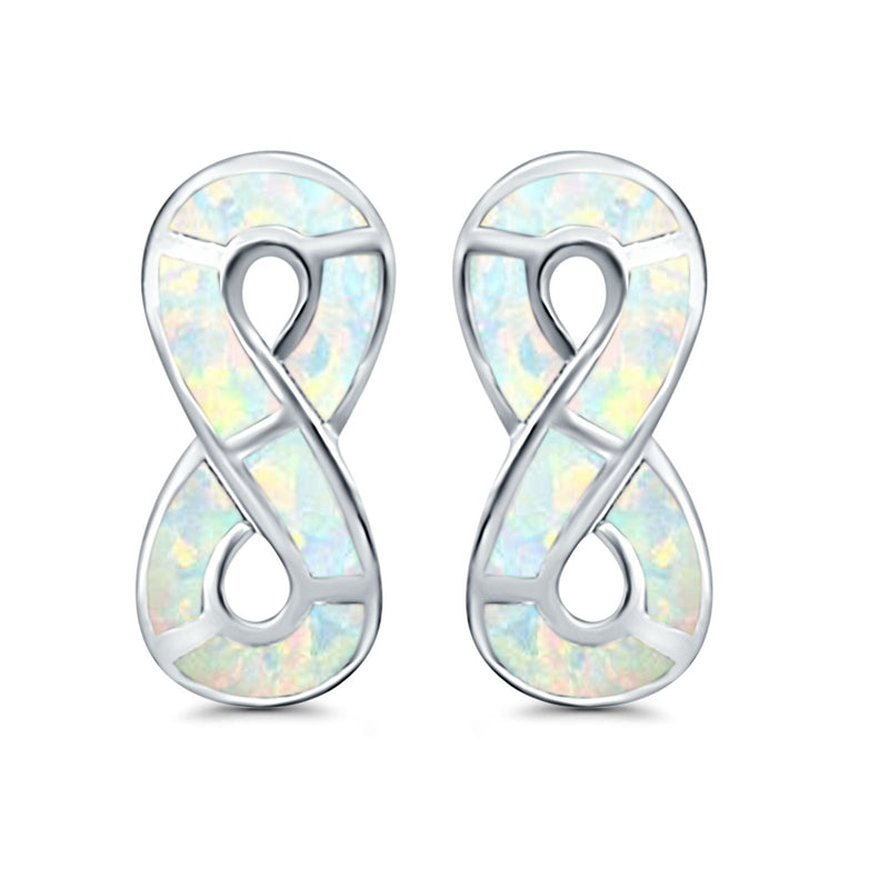 Stud Earrings Lab Created Opal 925 Sterling Silver (17mm)