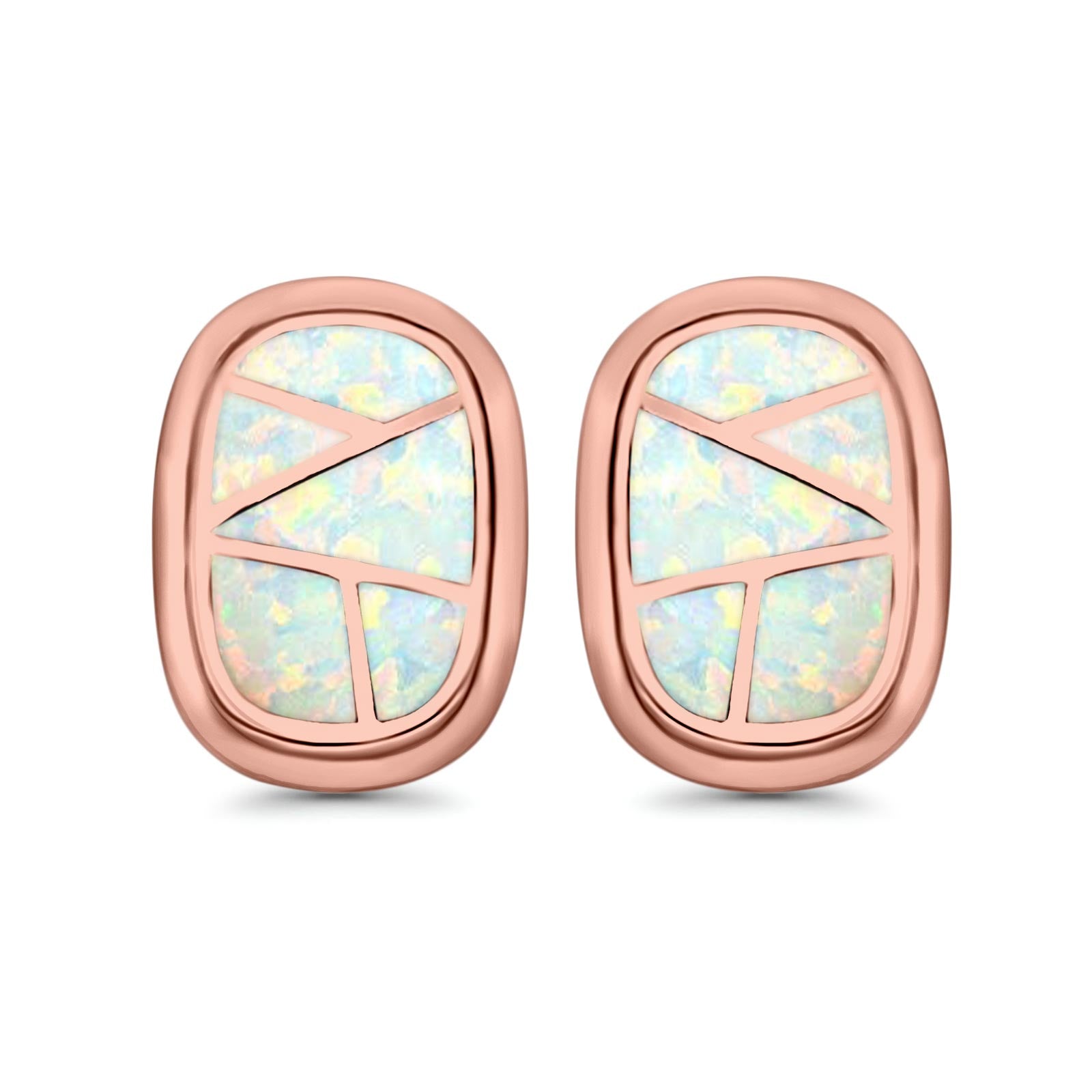 Stud Earrings Lab Created Opal 925 Sterling Silver (18mm)