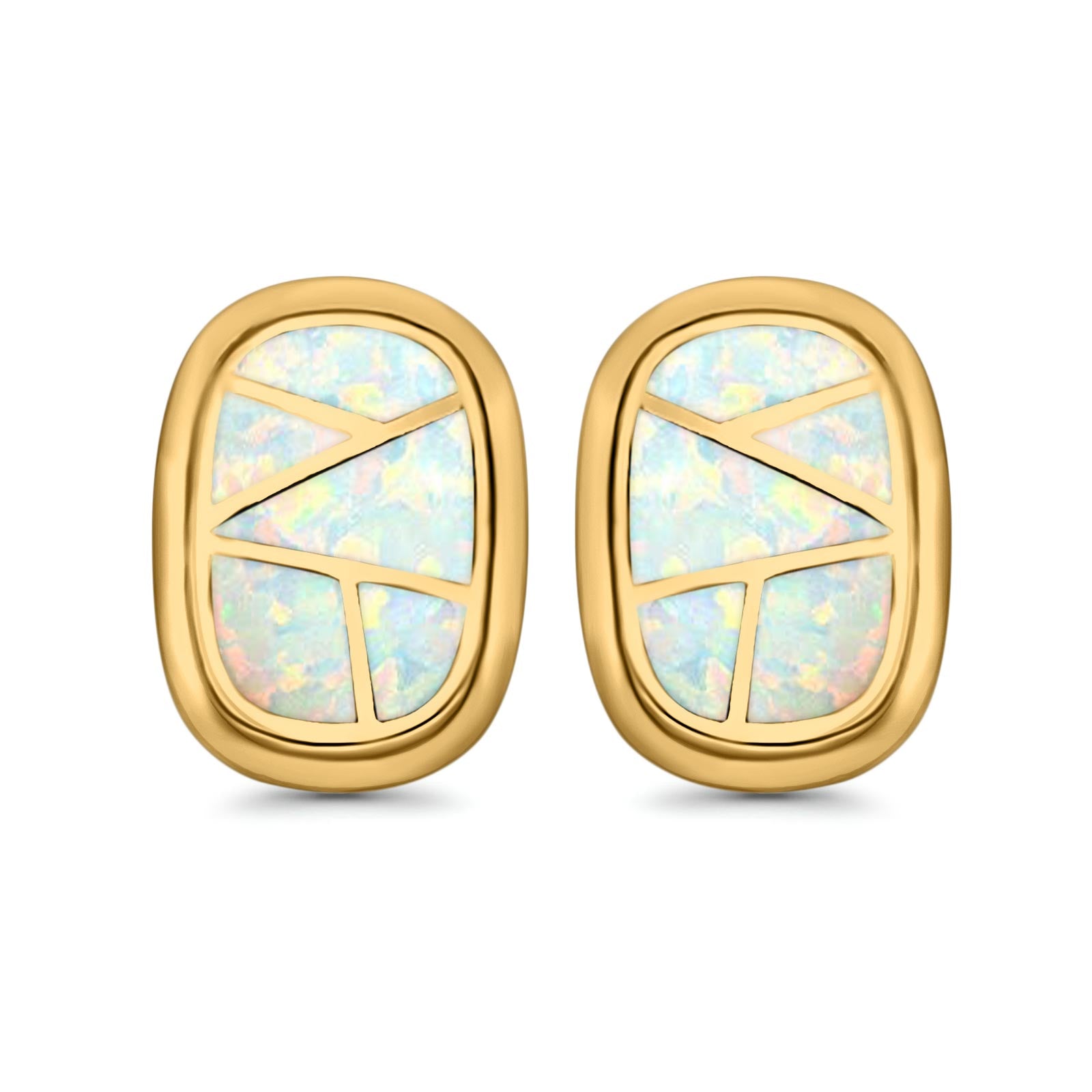 Stud Earrings Lab Created Opal 925 Sterling Silver (18mm)