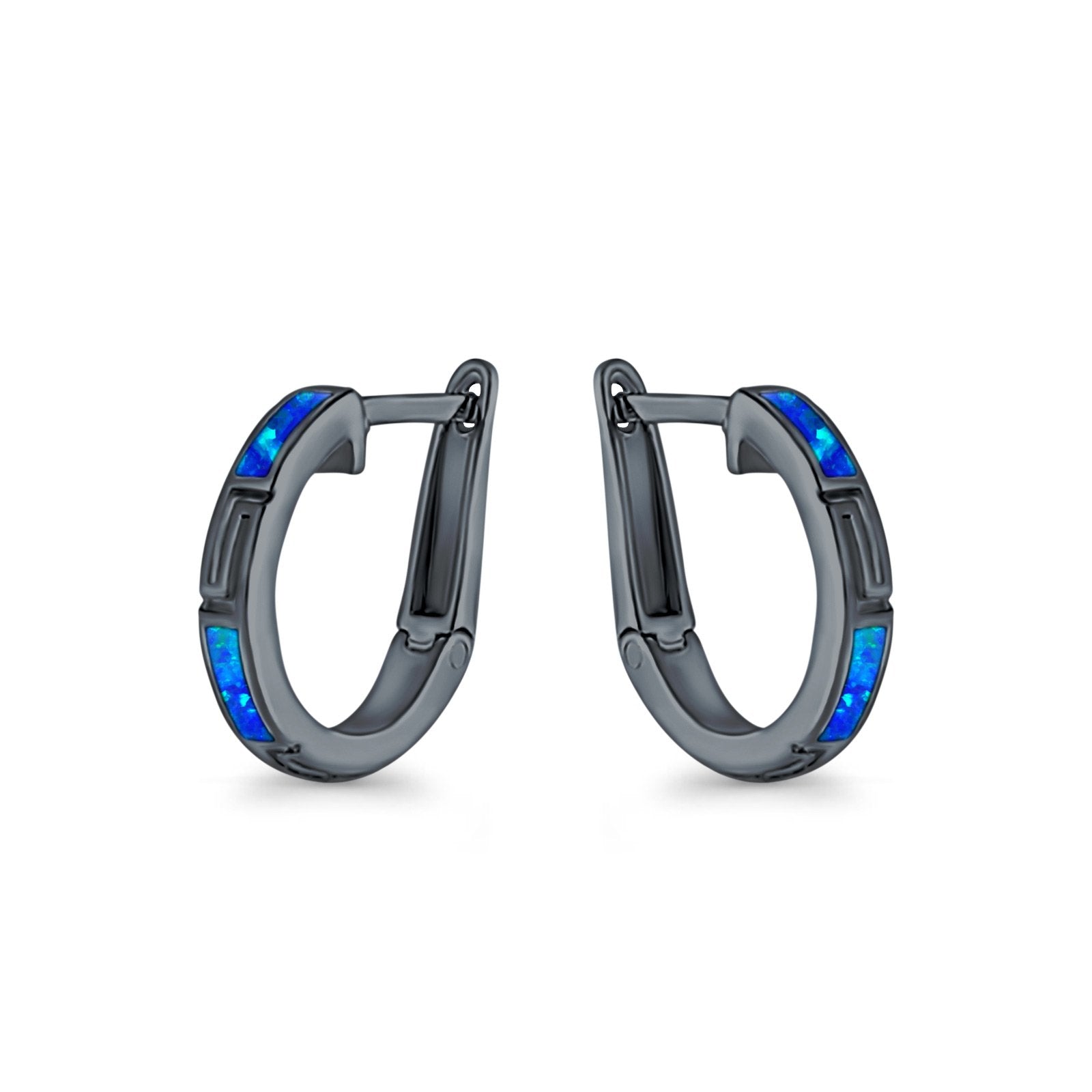 Hoop Earrings Created Opal 925 Sterling Silver (18mm)