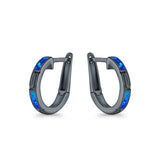 Hoop Earrings Created Opal 925 Sterling Silver (18mm)