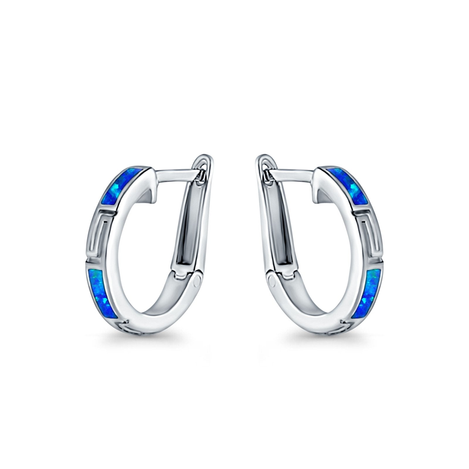 Hoop Earrings Created Opal 925 Sterling Silver (18mm)
