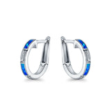 Hoop Earrings Created Opal 925 Sterling Silver (18mm)