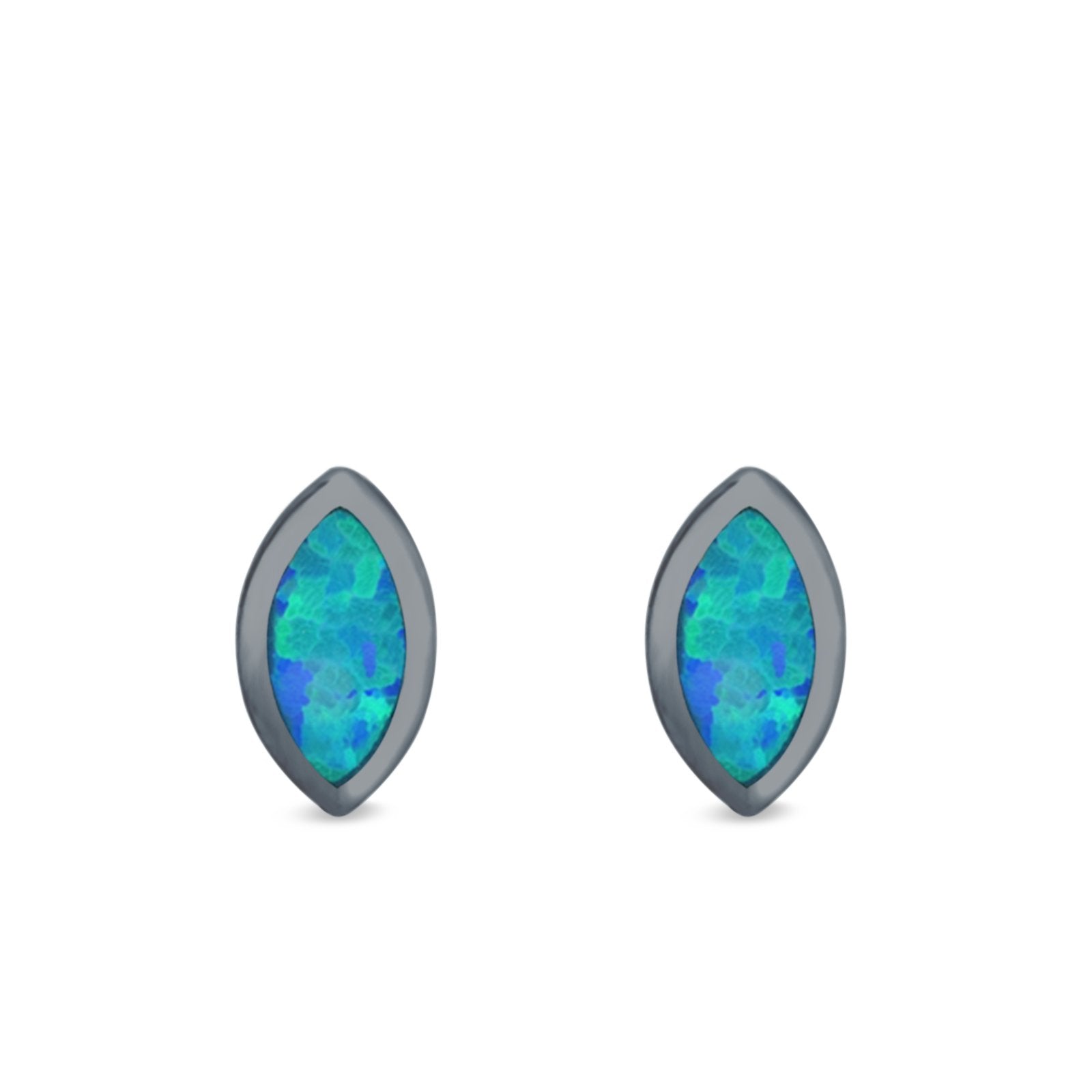 Marquise Stud Earrings Lab Created Opal 925 Sterling Silver (7mm)