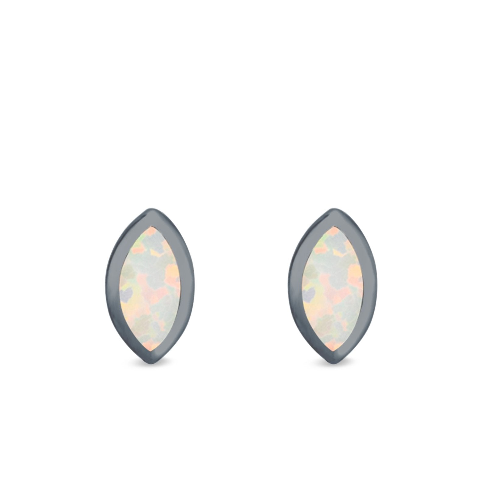 Marquise Stud Earrings Lab Created Opal 925 Sterling Silver (7mm)