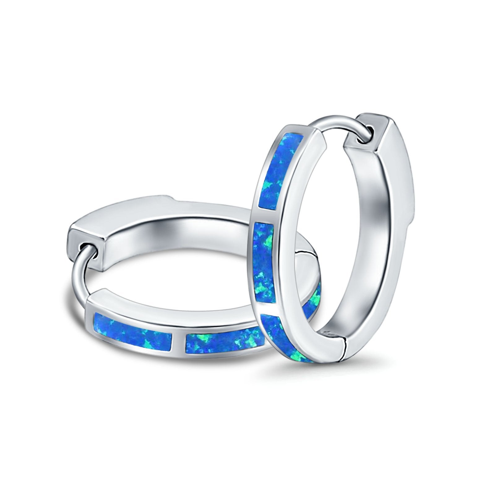 Hoop Earrings Created Opal 925 Sterling Silver (18mm)