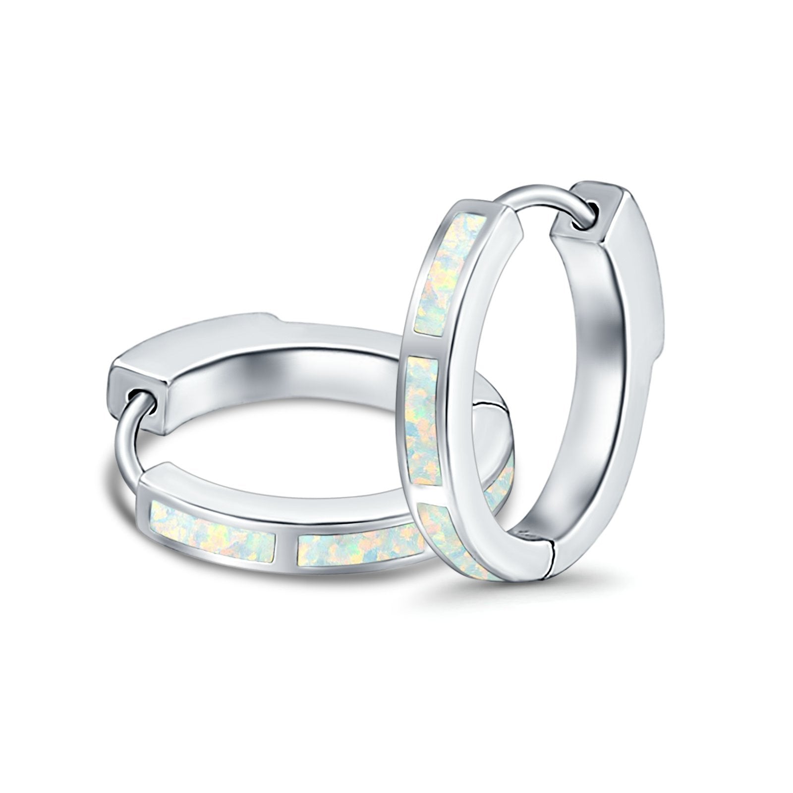 Hoop Earrings Created Opal 925 Sterling Silver (18mm)