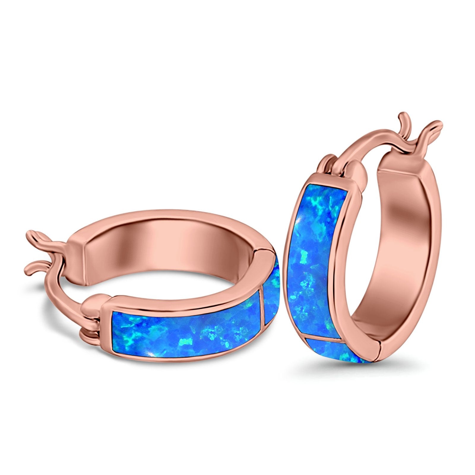 Hoop Earrings Created Opal 925 Sterling Silver (15mm)