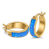 Hoop Earrings Created Opal 925 Sterling Silver (15mm)