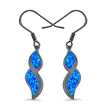 Marquise Drop Dangle Earrings Created Opal 925 Sterling Silver(30mm)