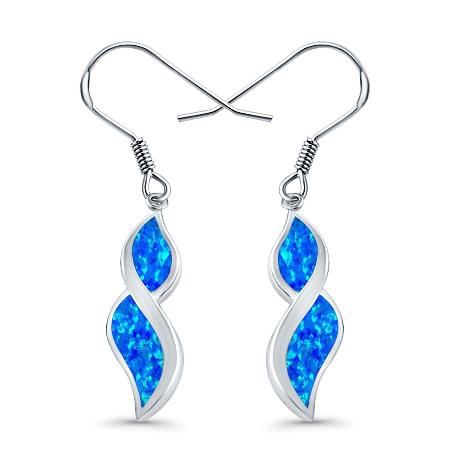 Marquise Drop Dangle Earrings Created Opal 925 Sterling Silver(30mm)