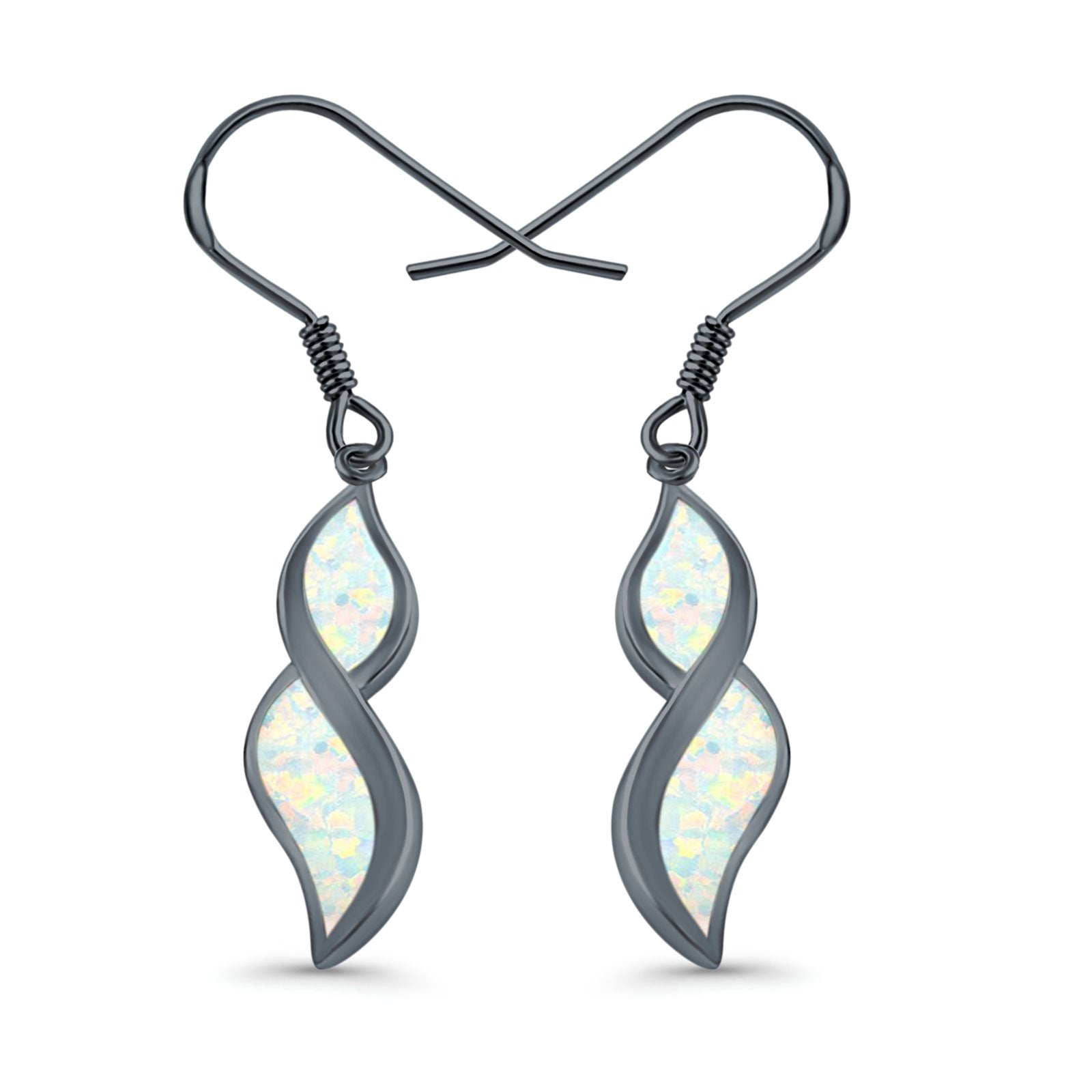 Marquise Drop Dangle Earrings Created Opal 925 Sterling Silver(30mm)