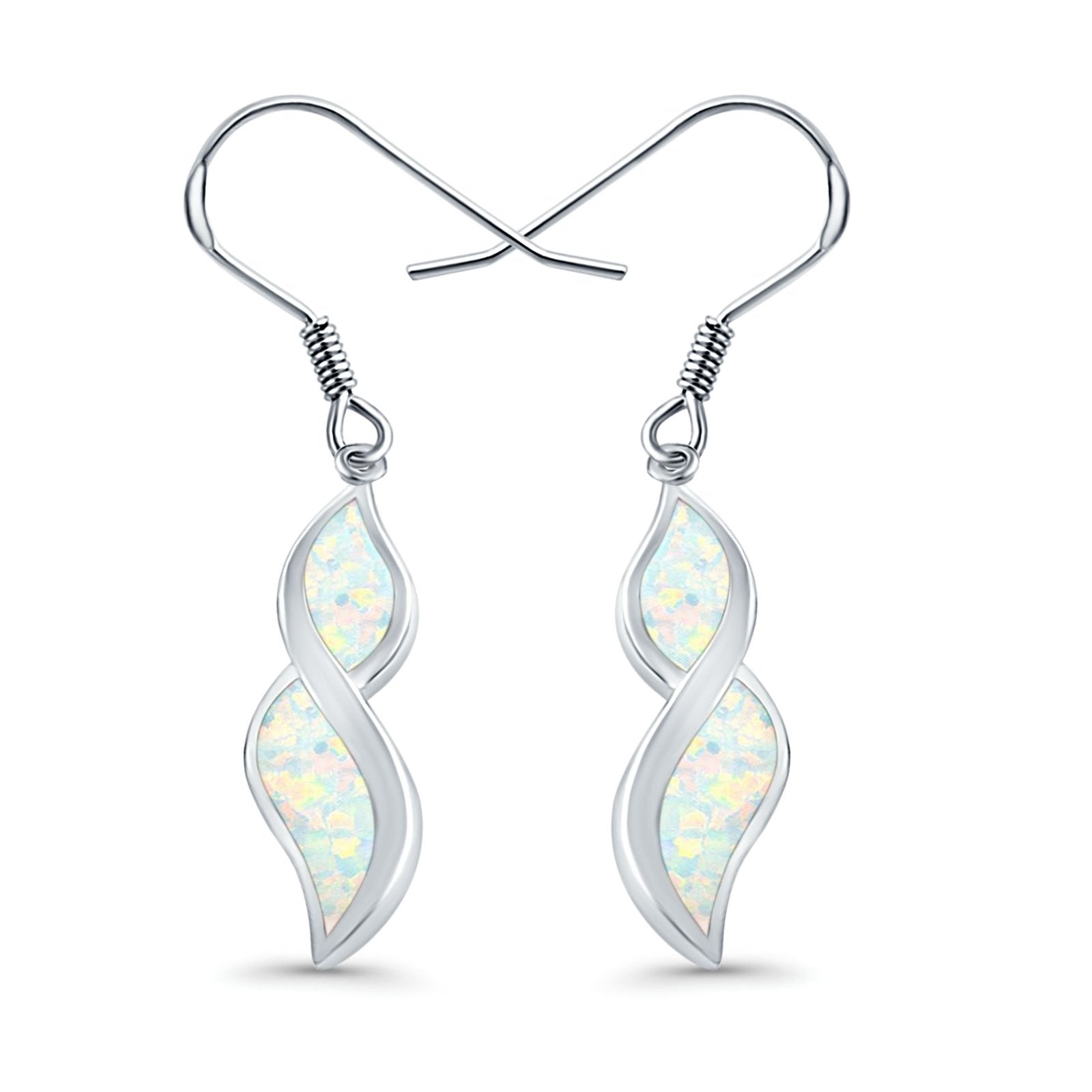 Marquise Drop Dangle Earrings Created Opal 925 Sterling Silver(30mm)