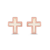 Cross Stud Earrings Lab Created Opal 925 Sterling Silver (14mm)