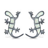 Lizard Stud Earrings Lab Created Opal 925 Sterling Silver (21mm)