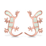 Lizard Stud Earrings Lab Created Opal 925 Sterling Silver (21mm)