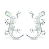 Lizard Stud Earrings Lab Created Opal 925 Sterling Silver (21mm)