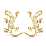 Lizard Stud Earrings Lab Created Opal 925 Sterling Silver (21mm)