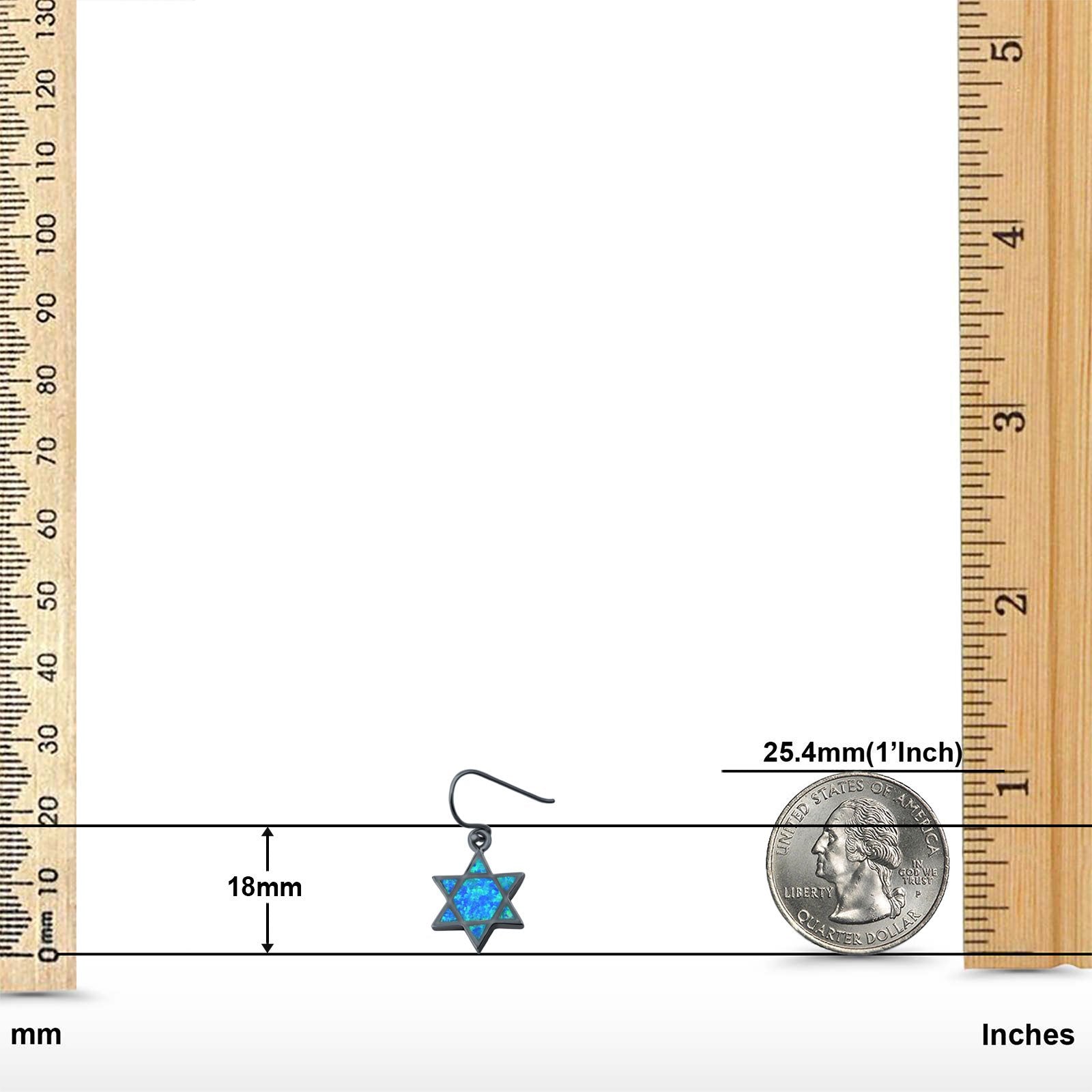 Drop Dangle Jewish Star Shape Earrings Created Opal 925 Sterling Silver(18mm)