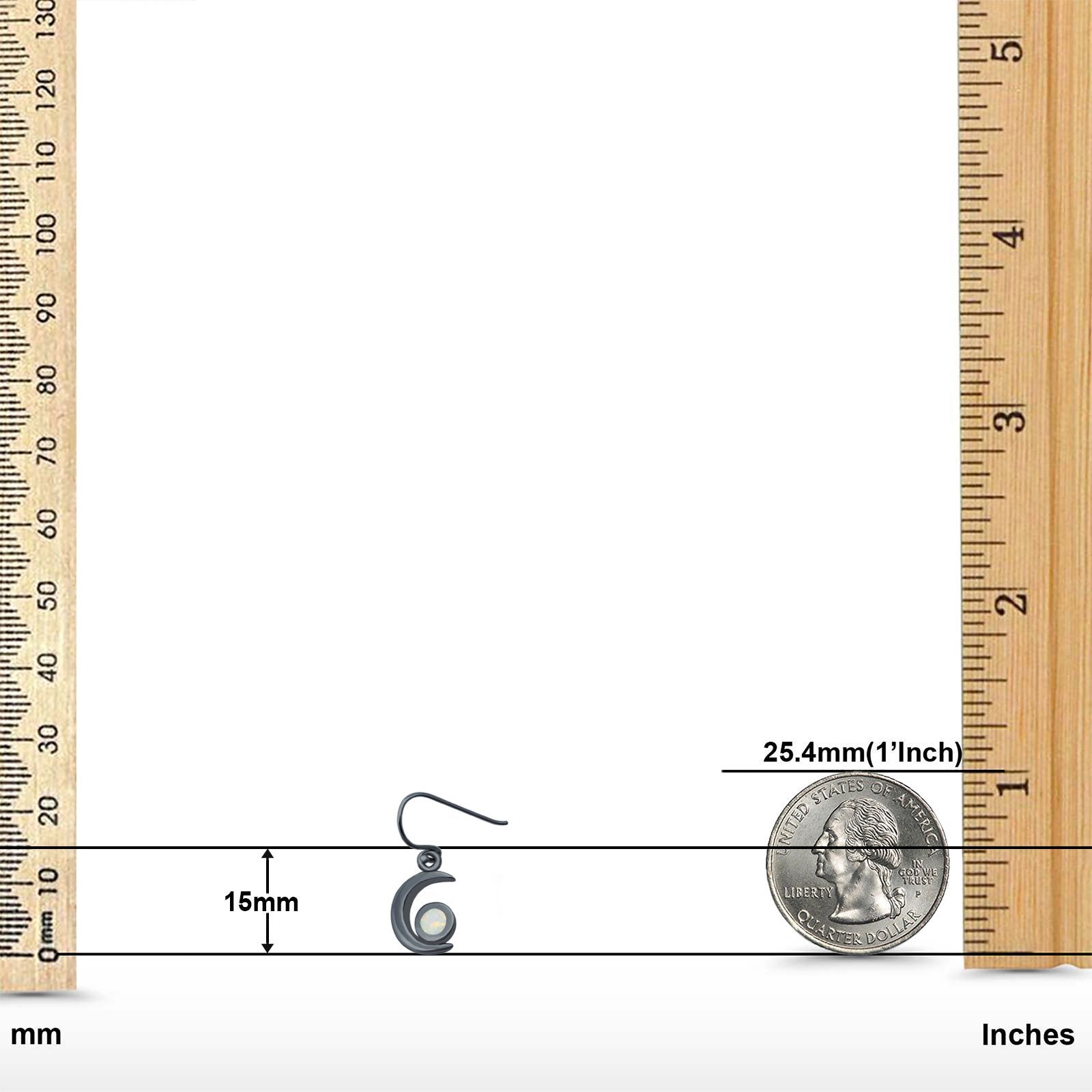 Drop Dangle Crescent Moon Shape Earrings Created Opal 925 Sterling Silver(15mm)
