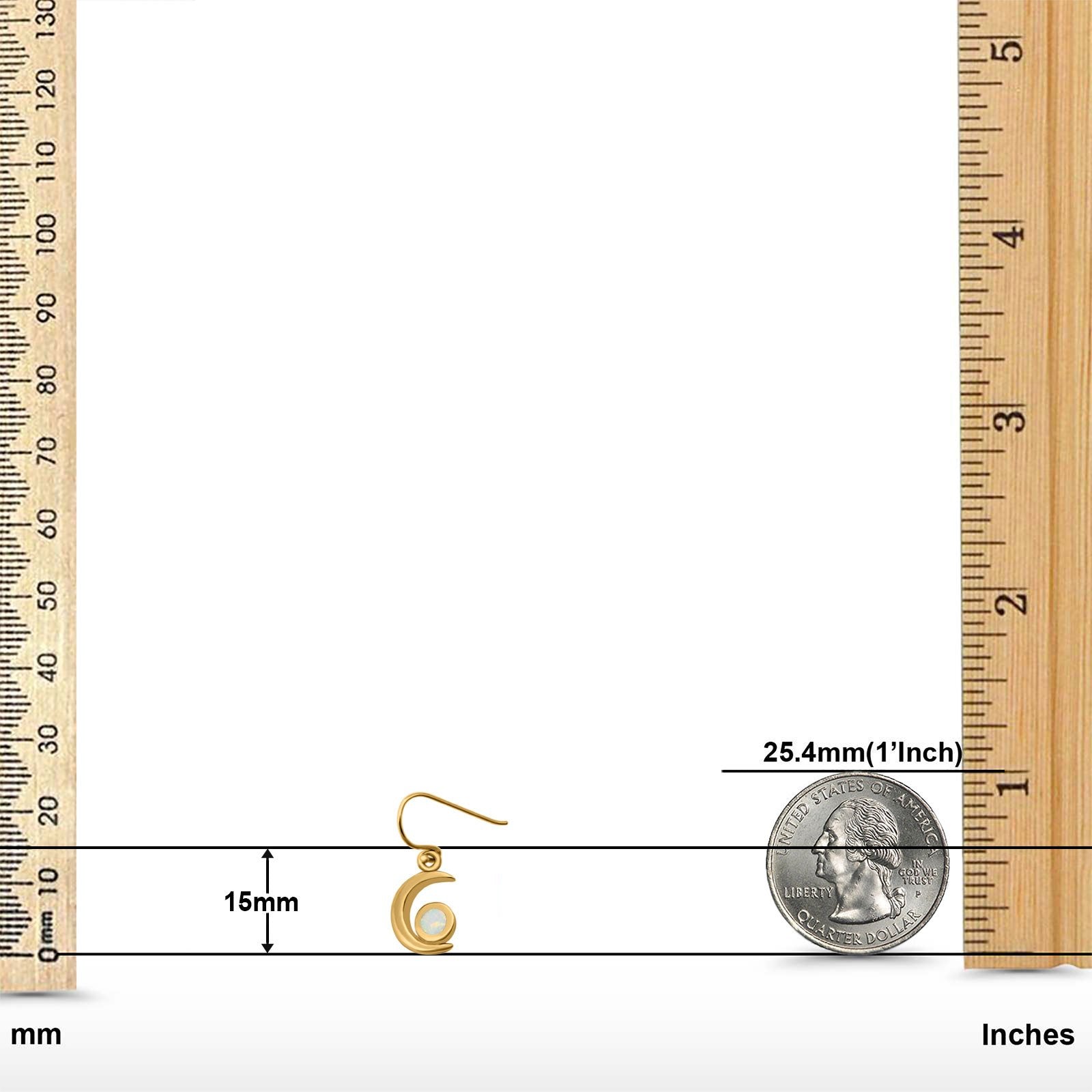 Drop Dangle Crescent Moon Shape Earrings Created Opal 925 Sterling Silver(15mm)