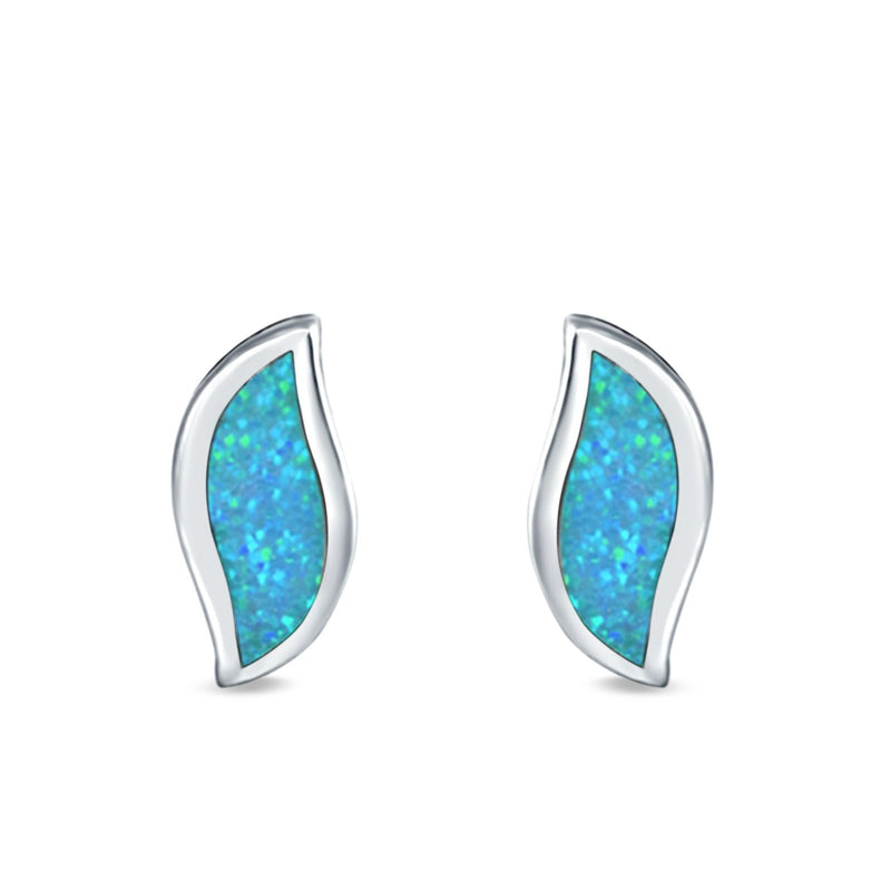 Leaf Stud Earrings Created Opal 925 Sterling Silver(11mm)
