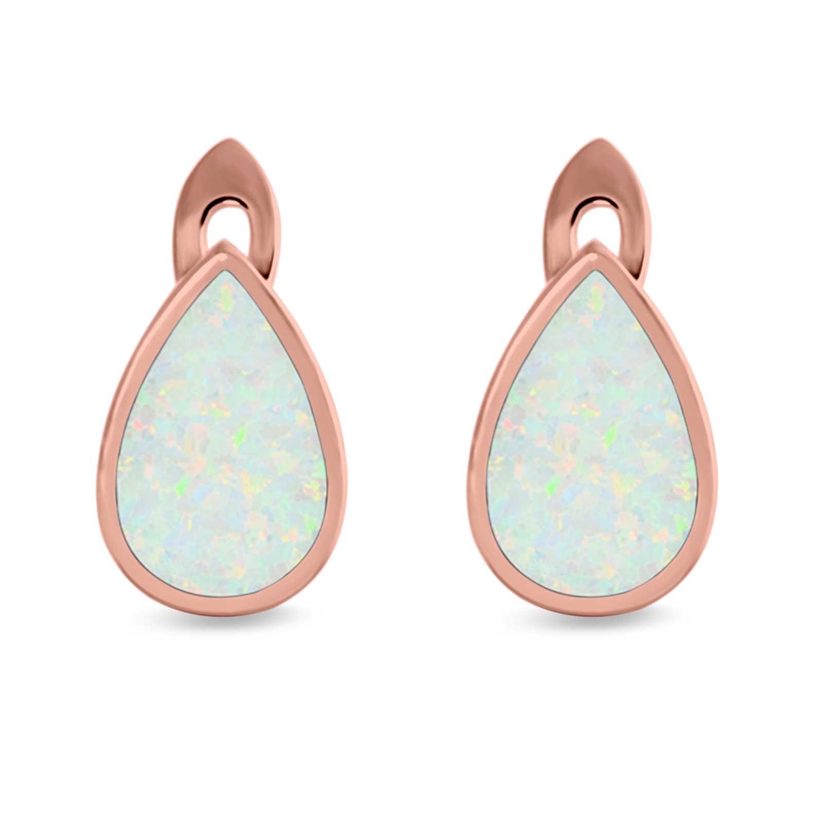 Pear Shape Stud Earrings Created Opal 925 Sterling Silver (16mm)