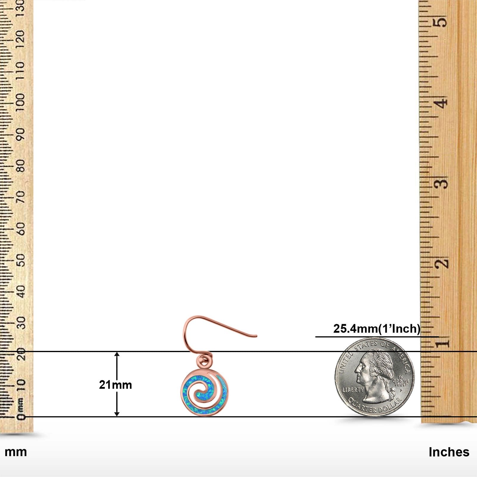 Drop Dangle Swirl Spiral Earrings Created Opal 925 Sterling Silver (21mm)
