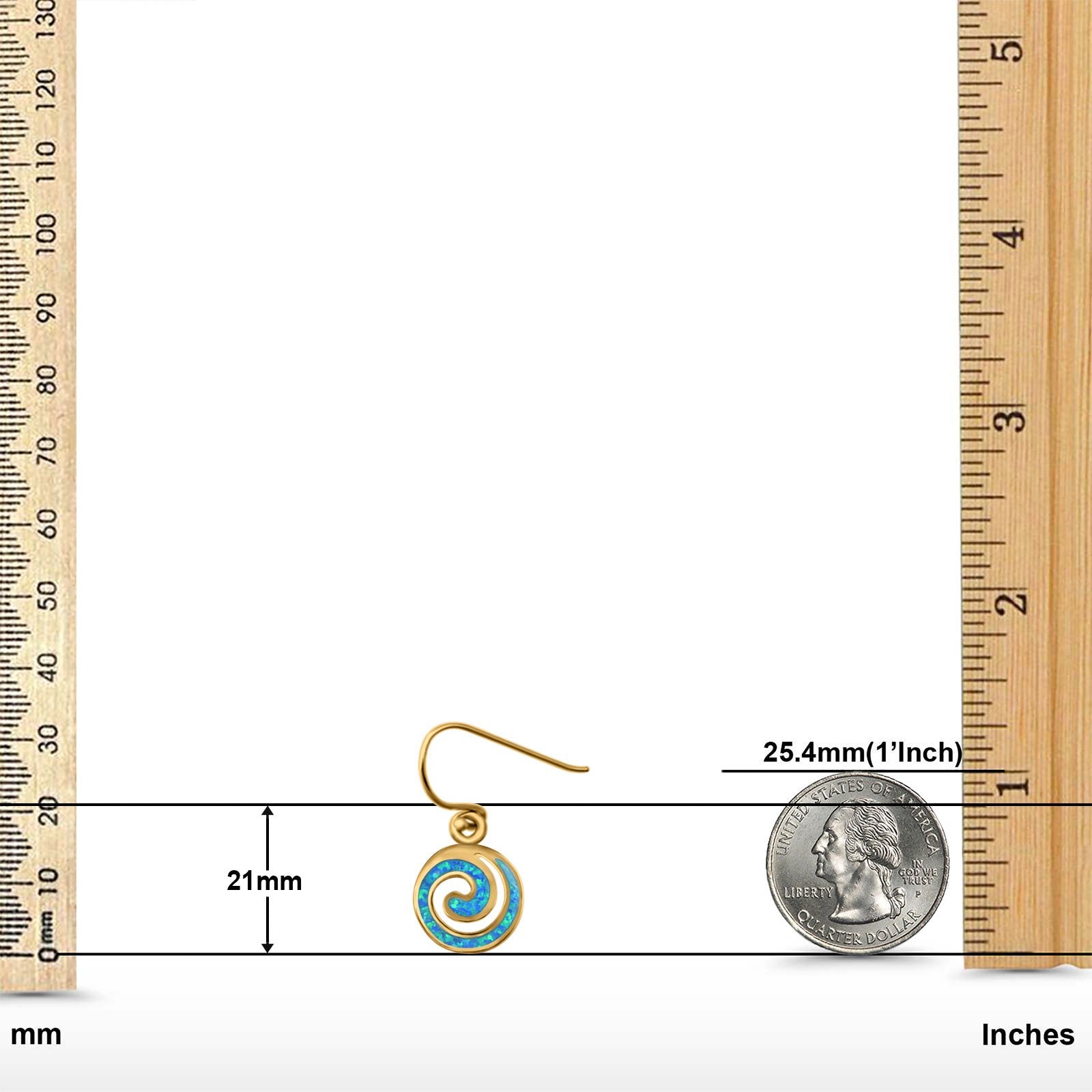 Drop Dangle Swirl Spiral Earrings Created Opal 925 Sterling Silver (21mm)