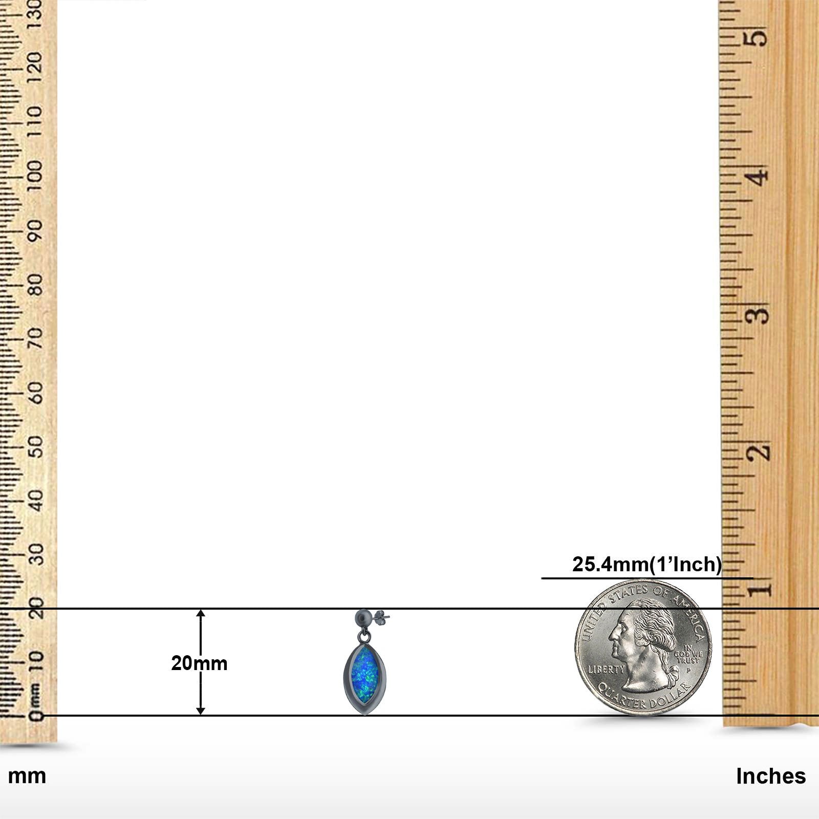 Marquise Stud Earrings Created Opal 925 Sterling Silver (20mm)