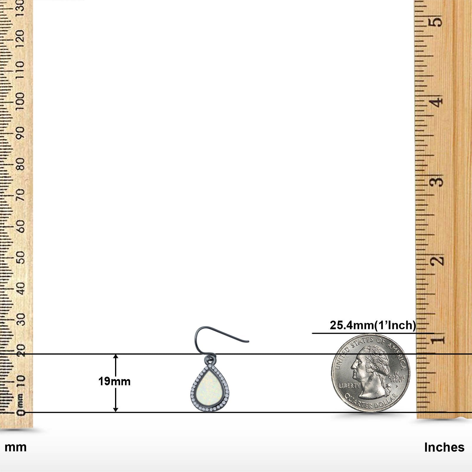 Drop Dangle Halo Pear Earrings Created Opal 925 Sterling Silver(19mm)