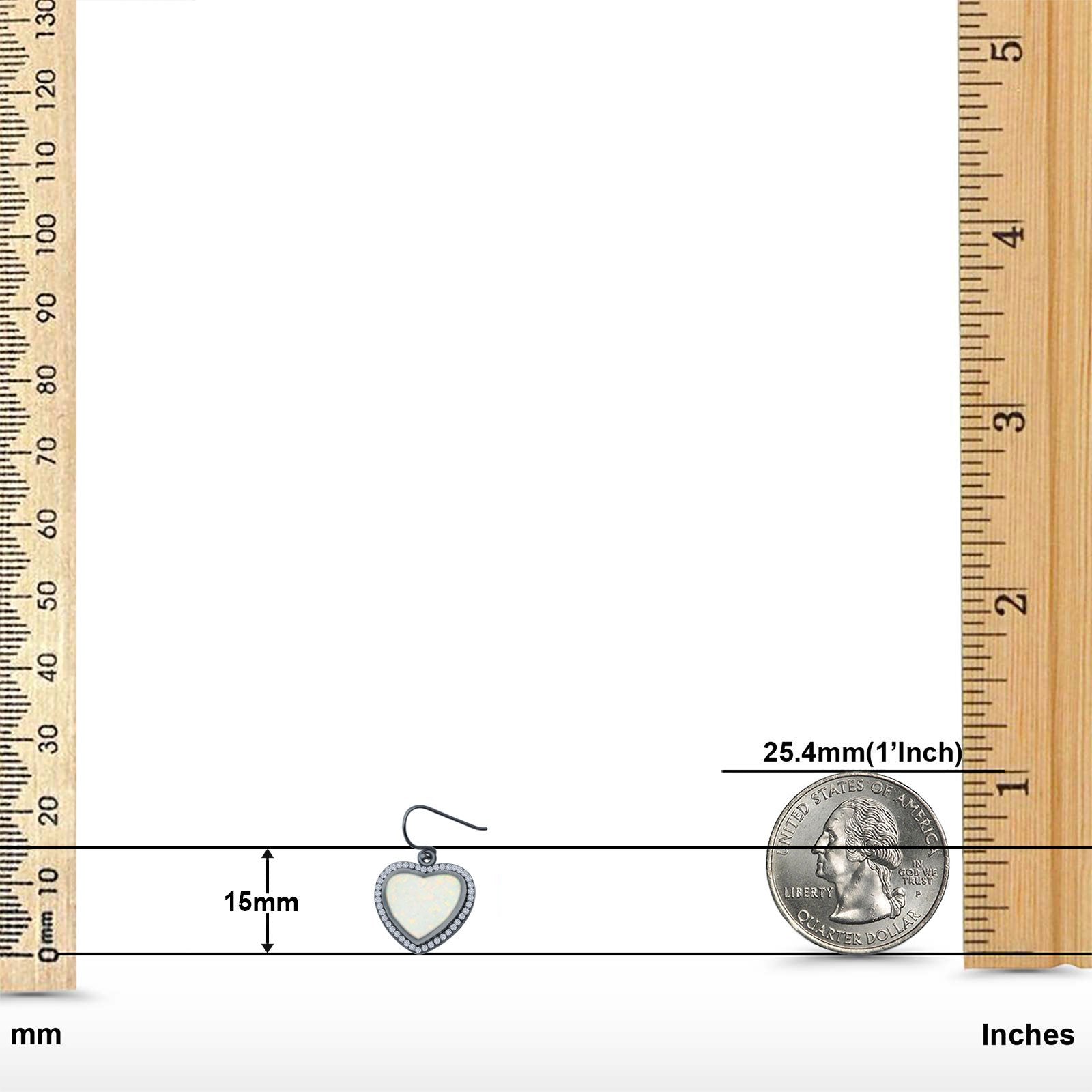 Drop Dangle Halo Heart Earrings Created Opal 925 Sterling Silver(15mm)