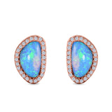 Halo Stud Earrings Created Opal 925 Sterlig Silver(12mm)