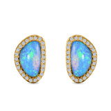 Halo Stud Earrings Created Opal 925 Sterlig Silver(12mm)