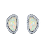 Halo Stud Earrings Created Opal 925 Sterlig Silver(12mm)