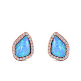 Halo Stud Earrings Created Opal 925 Sterling Silver (12mm)