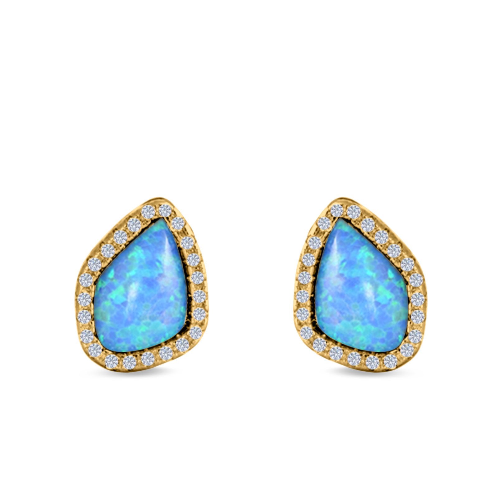 Halo Stud Earrings Created Opal 925 Sterling Silver (12mm)