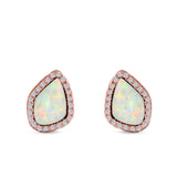 Halo Stud Earrings Created Opal 925 Sterling Silver (12mm)