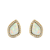 Halo Stud Earrings Created Opal 925 Sterling Silver (12mm)
