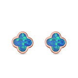 Flower Stud Earrings Lab Created Opal 925 Sterling Silver