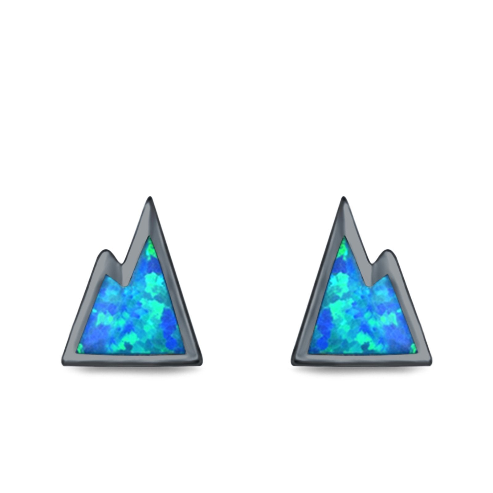 Mountain Stud Earrings Lab Created Opal 925 Sterling Silver