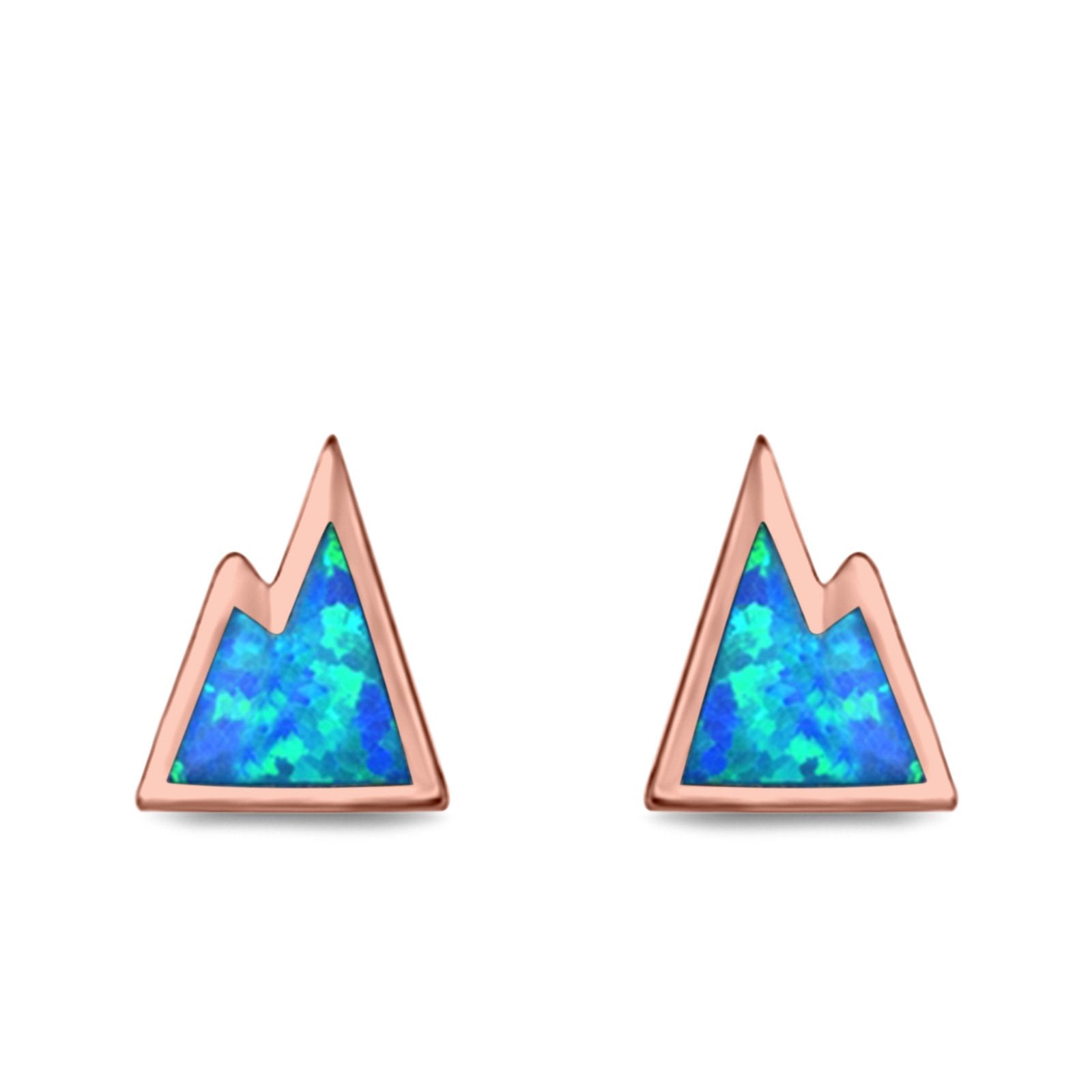 Mountain Stud Earrings Lab Created Opal 925 Sterling Silver