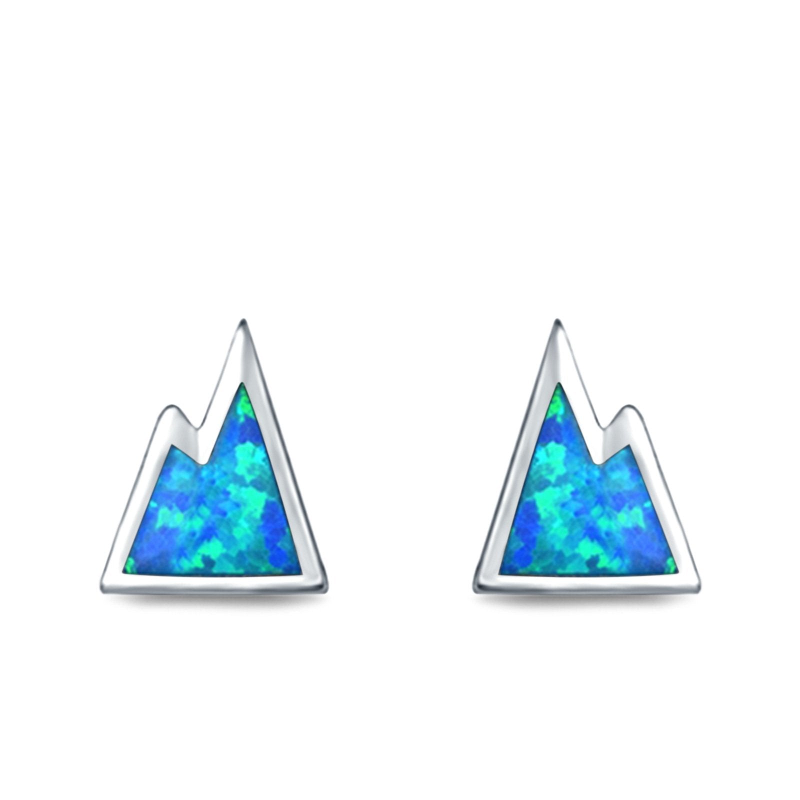 Mountain Stud Earrings Lab Created Opal 925 Sterling Silver